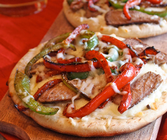 Philly Cheesesteak Flatbread Pizzas