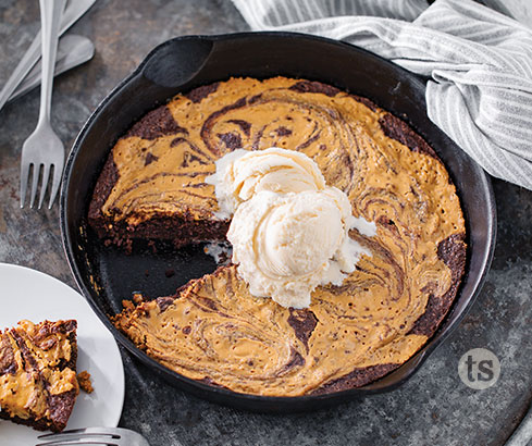 Skillet Peanut Butter Brownies