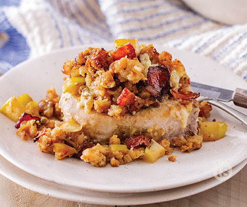 Spiced Apple and Bacon Stuffed Pork Chops