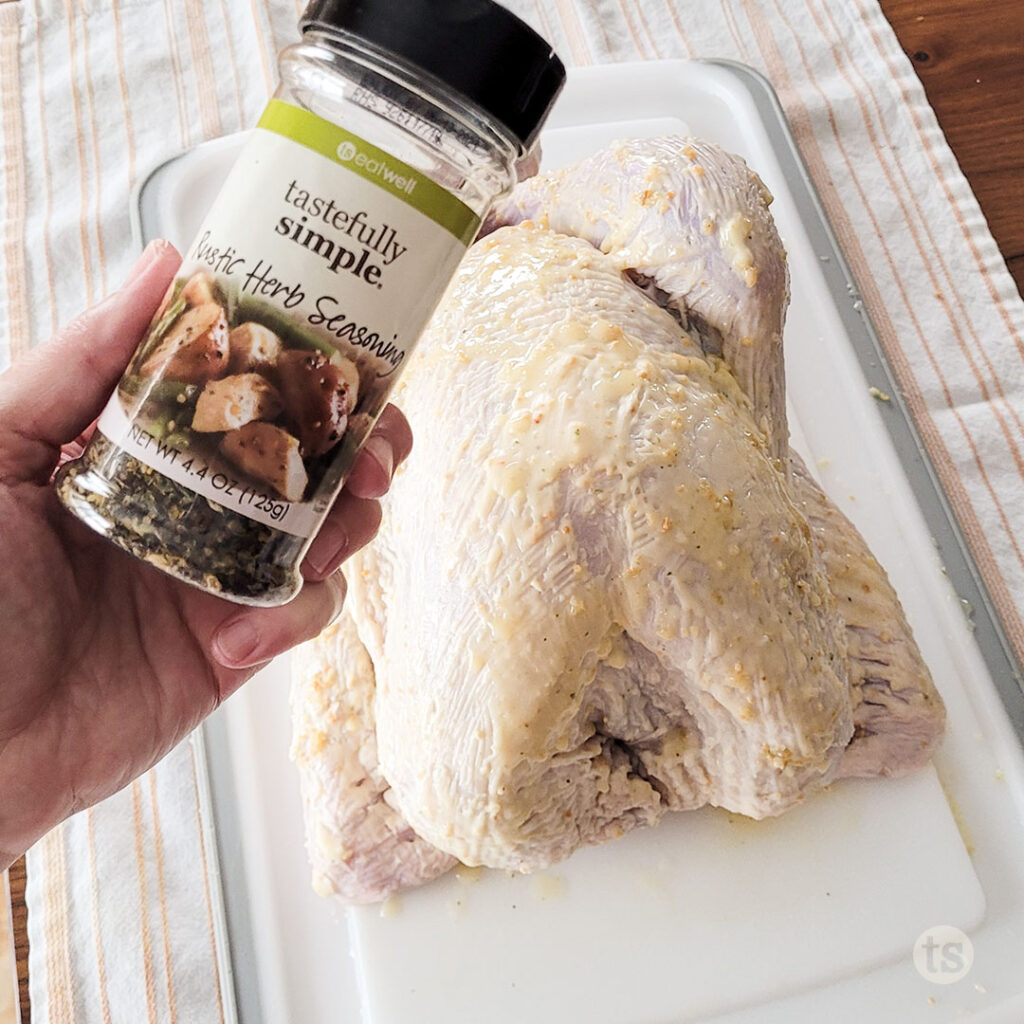 rustic herb seasoning on turkey