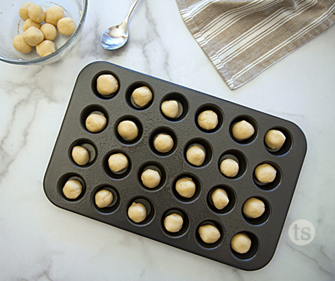 cookie dough in muffin pan