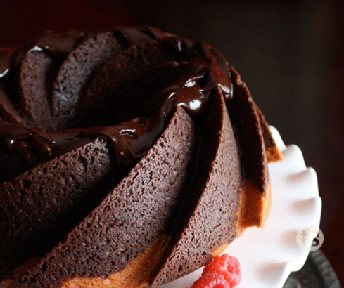 Classy Chocolate Raspberry Bundt Cake