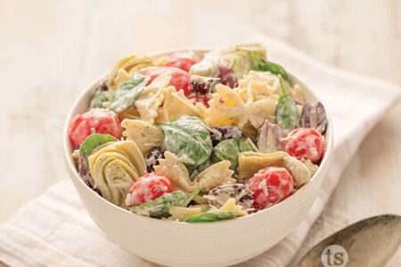 Artichoke & Spinach Pasta Salad Cookout Side Dish