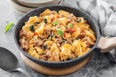 Tuscan Tortellini with Sausage and Spinach