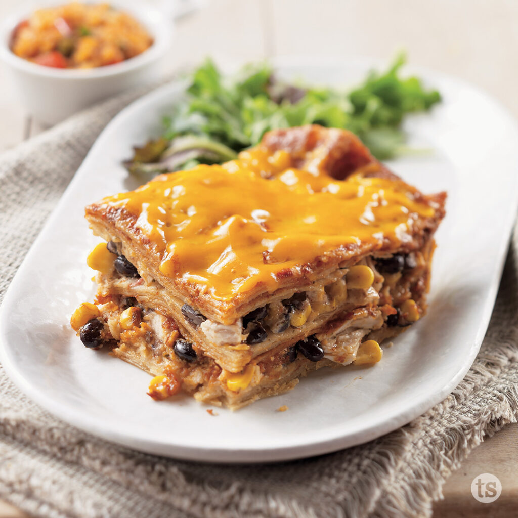 Try this Fiesta Chicken Layered Enchiladas