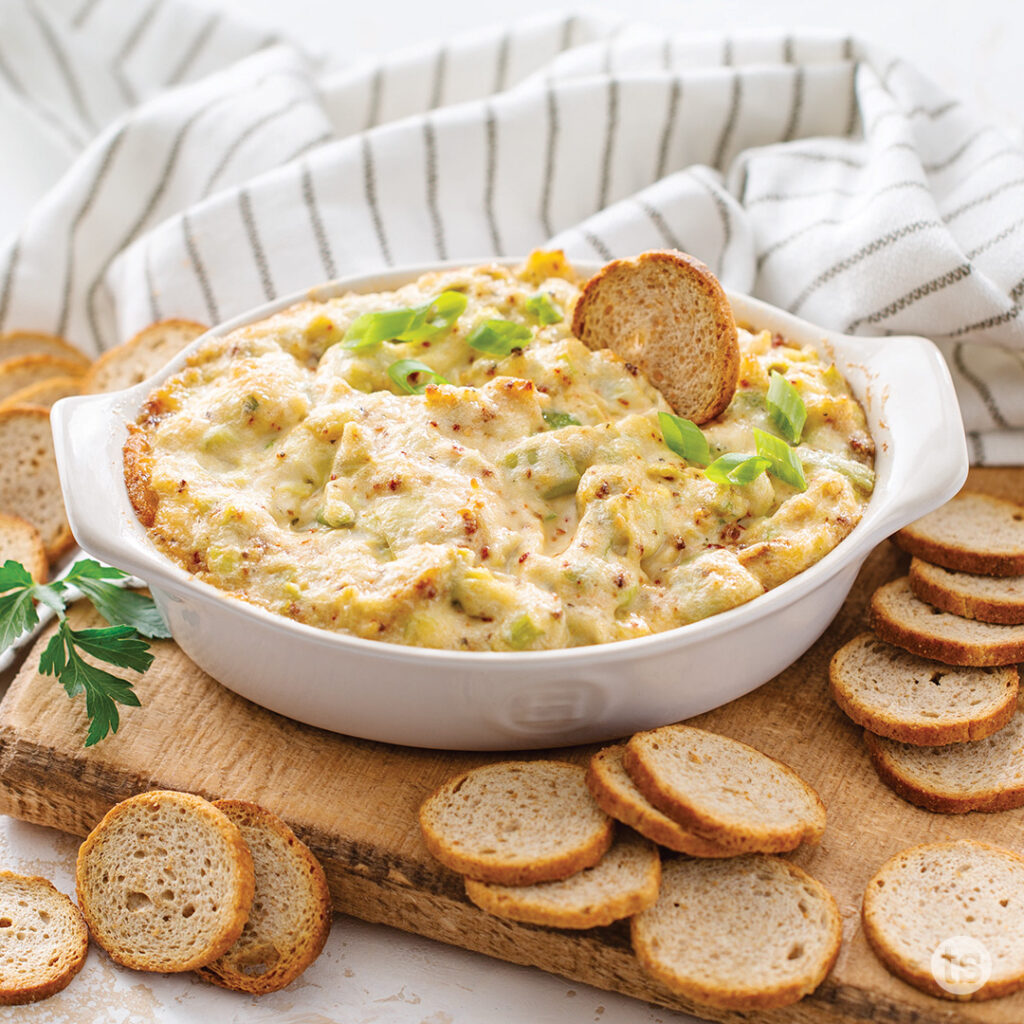 Try this Roasted Garlic & Red Pepper Artichoke Dip