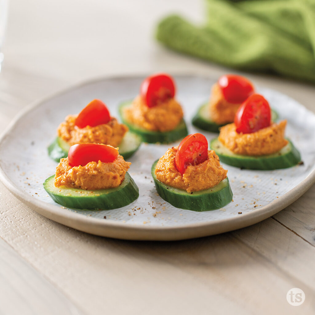 Try these Cucumber Hummus Bites