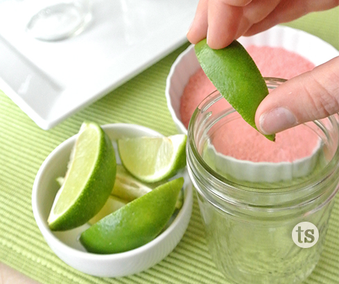 Frozen Strawberry Mint Mojito prep