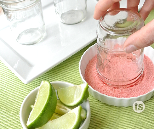 Frozen Strawberry Mint Mojito prep