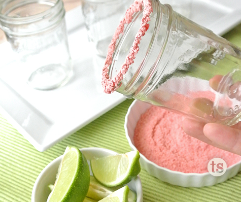 Frozen Strawberry Mint Mojito prep