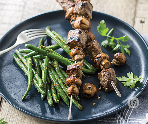 Garlicky Steak Bites with Mushroom Green Beans recipe | Tastefully Simple