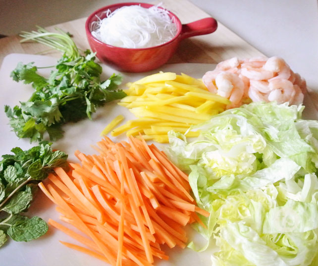 Honey Teriyaki Spring Rolls Prep