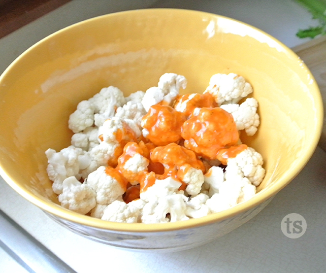 Unbreaded Buffalo Cauliflower Prep