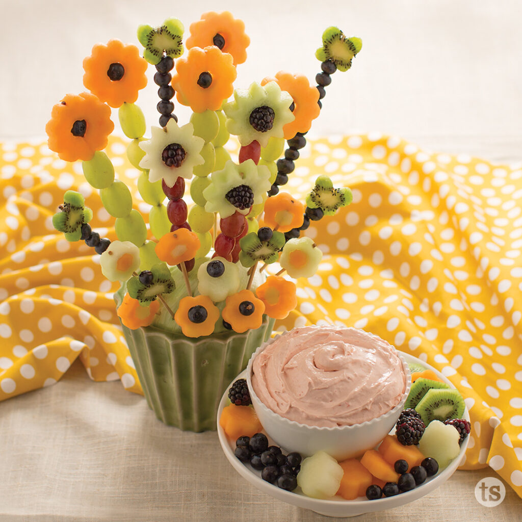 Try these Flower Fruit Kabobs with Luscious Fruit Dip