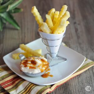 Try these Pineapple Fries with Caramel Cinnamon Dip