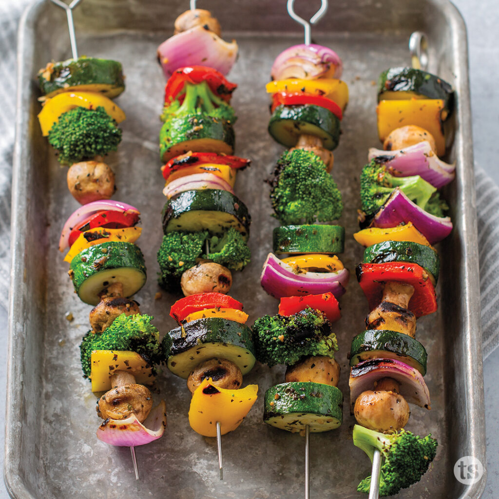 Try these Pesto Grilled Veggie Kabobs