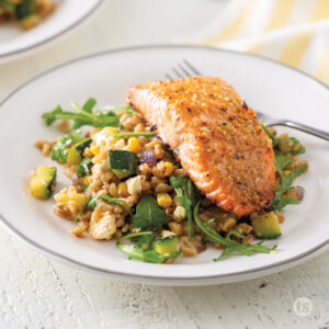 Try this Citrus Salmon & Warm Farro Salad