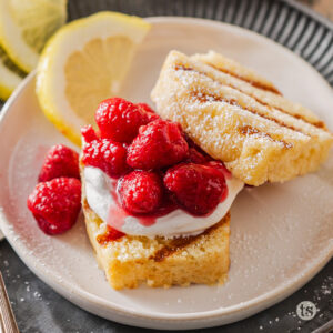 Try this Grilled Sunny Lemon Pound Cake With Raspberries