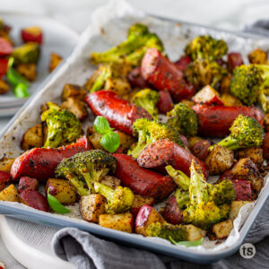 Try this ONE Pan Seasoned Sausage & Veggies