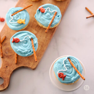 Try these Go Fish Almond Cupcakes