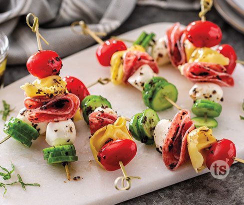 Try these Balsamic Basil Appetizer Kabobs