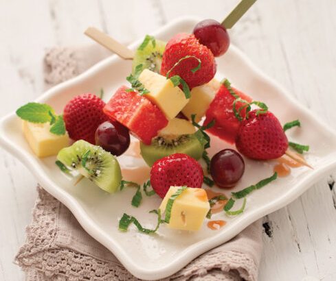 Try these Balsamic Fruit & Cheese Kabobs