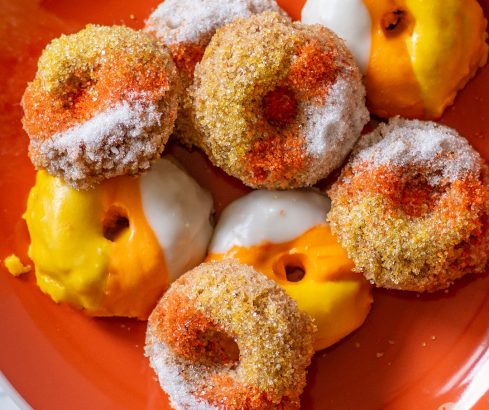 Candy Corn Mini Donuts